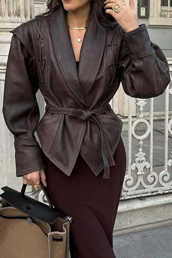 Raven Faux Leather Belted Jacket