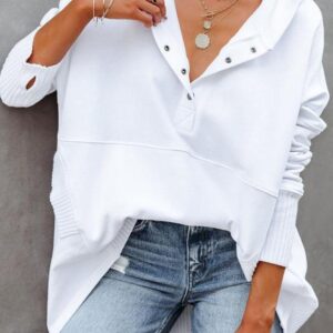 Delphine Cotton Henley Hoodie